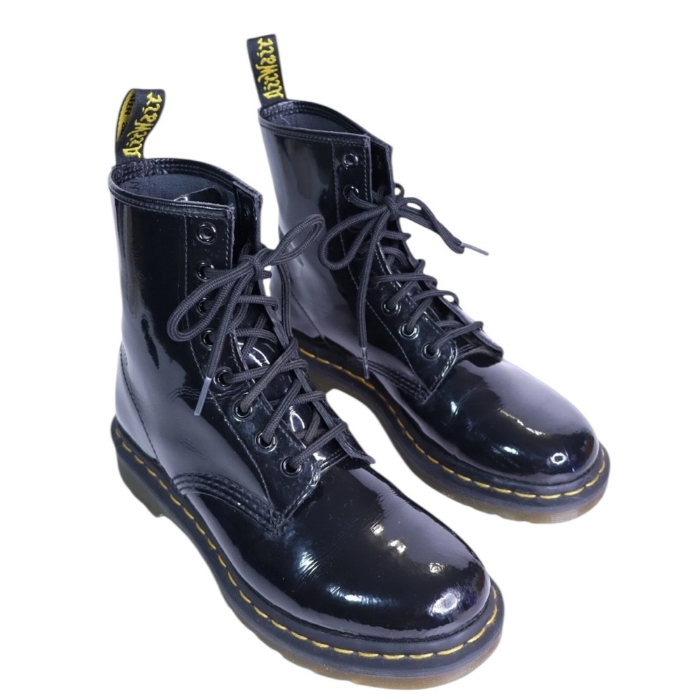 Dr. Martens 1640 Black Patent Combat Boots Lace Up Ankle Women’s Size 6.5 - Picture 2 of 9